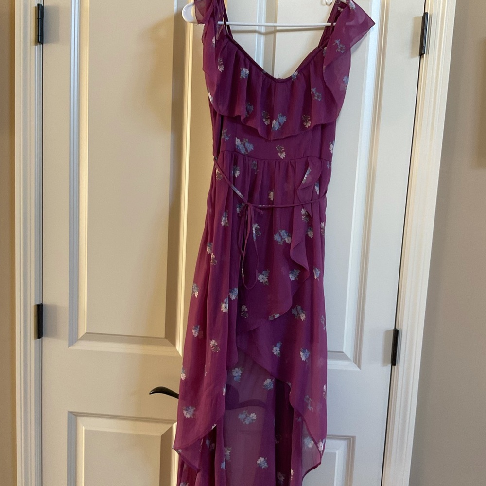 NWT Abercrombie midi floral off shoulder Hi-Low dress small